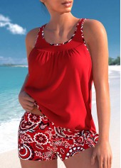 Bowknot Paisley Print Red Tankini Set | thumb picture 