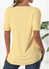 Light Yellow Textured Fabric Short Sleeve T Shirt | thumb picture 