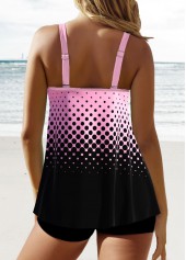 Patchwork Ombre Pink Double Straps Tankini Top-No Bottom | picture 2