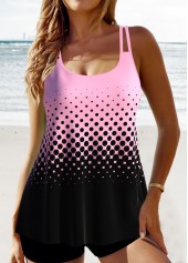 Patchwork Ombre Pink Double Straps Tankini Top-No Bottom | picture 3
