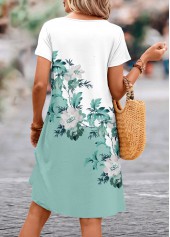 Sage Green Scalloped Hem Floral Print A Line Dress | thumb picture 