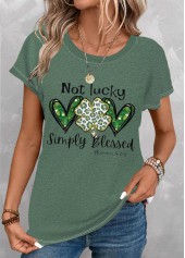 Green Saint Patrick's Day Print Short Sleeve T Shirt