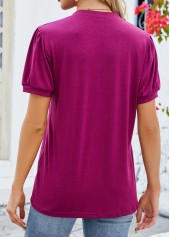 Dark Reddish Purple Tuck Stitch Short Sleeve T Shirt | thumb picture 