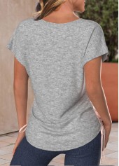 Dusty Pink Patchwork Short Sleeve Round Neck T Shirt