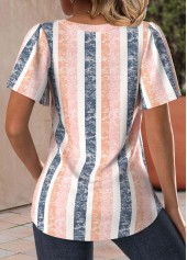 Dusty Pink Lightweight Striped Short Sleeve T Shirt | thumb picture 