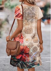Multi Color Cut Out Floral Print A Line Dress | thumb picture 