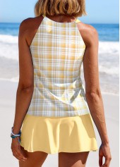 Cut Out Plaid Light Yellow Tankini Set | thumb picture 