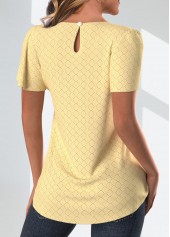 Light Yellow Lace Short Sleeve Round Neck T Shirt | thumb picture 