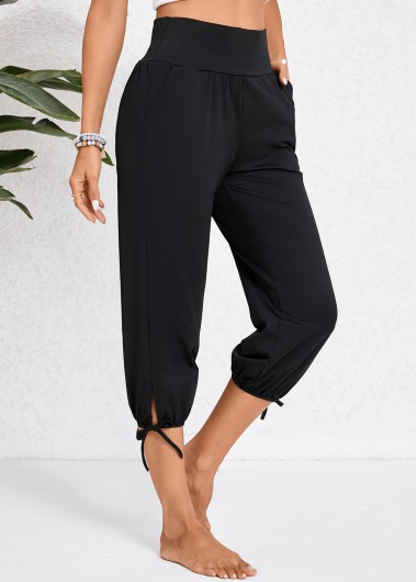 women clothes image of Black Pocket Jogger Elastic Waist High Waisted Pants