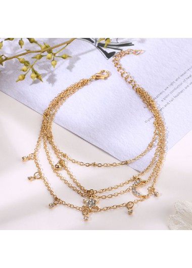 women clothes image of Gold Color Round Alloy Detail Anklet