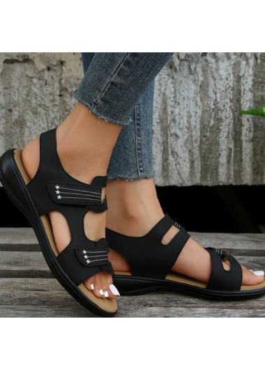 women clothes image of Black Open Toe Falt Velcro Design Scandals
