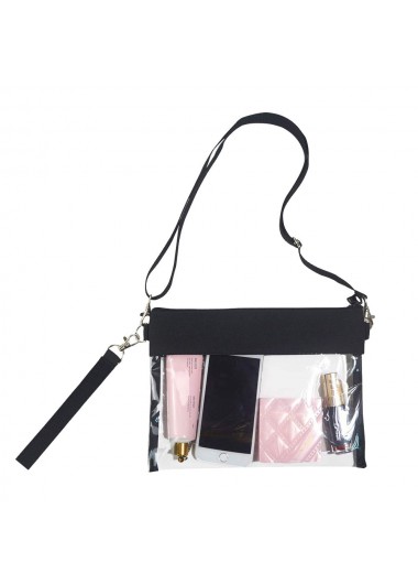 women clothes image of Black Transparent PVC Zip Crossbody Bag