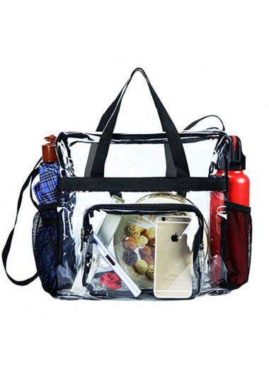 women clothes image of Black Color Transparent Zip Hand Bag