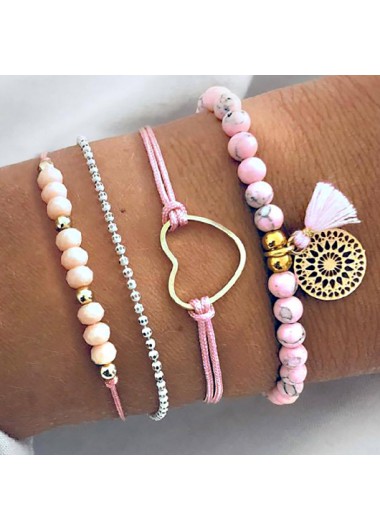 women clothes image of Pink Color Round Alloy Detail Bracelets