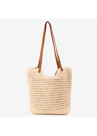 women clothes image of Beige Cotton Zip Closure Shoulder Bag