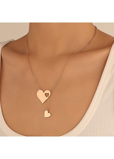 women clothes image of Gold Heart Drop Alloy Chain Necklace