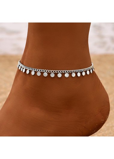 women clothes image of Silvery White Geometric Round Alloy Anklet