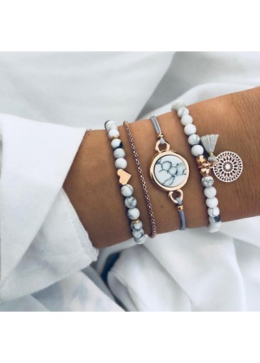 women clothes image of White Color Round Alloy Detail Bracelets