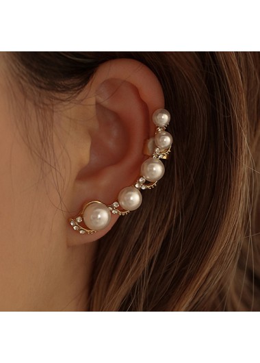 women clothes image of Gold Color Round Pearl Ear Studs