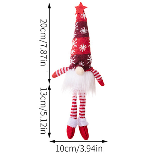 Red Christmas Print Striped Detail Doll Decoration