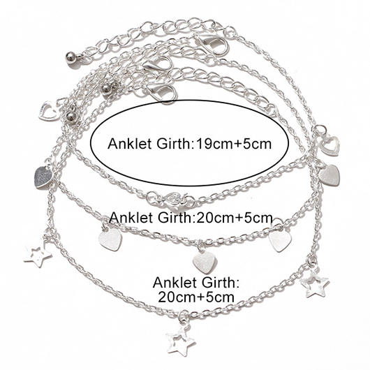 Silvery White Heart Star Alloy Anklets | picture 