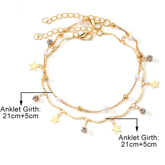 Gold Star Round Alloy Anklet Set | picture 