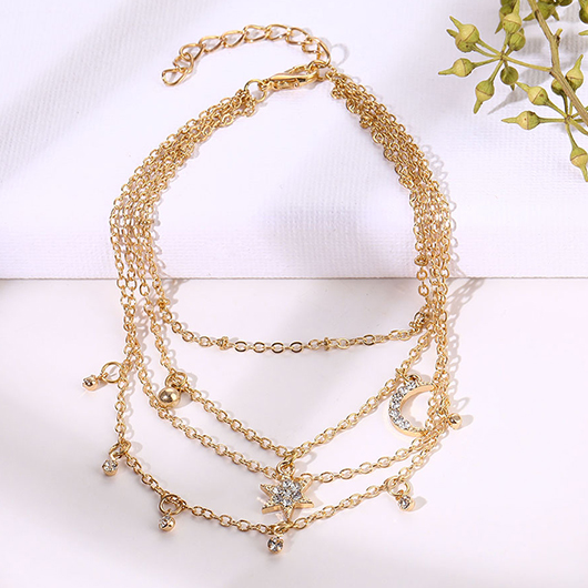 Gold Color Round Alloy Detail Anklet | picture 