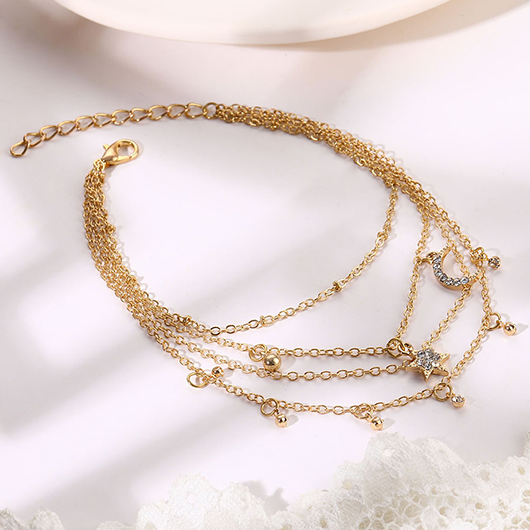 Gold Color Round Alloy Detail Anklet | picture 
