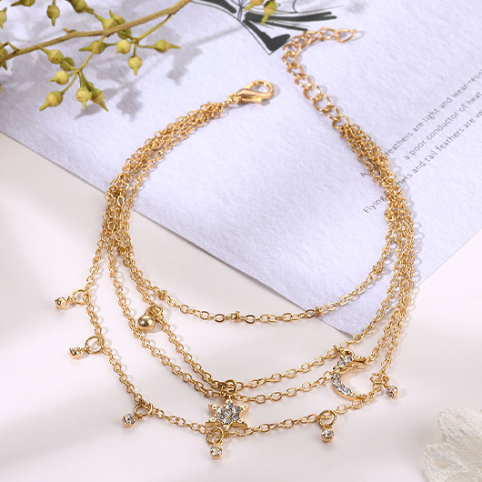 Gold Color Round Alloy Detail Anklet | picture 