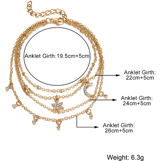 Gold Color Round Alloy Detail Anklet | picture 
