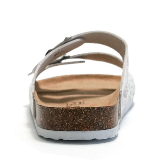 White Floral Print Open Toe Falt Sliders | picture 