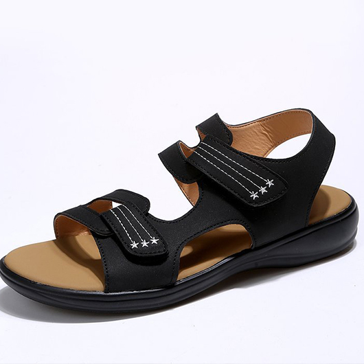 Black Open Toe Falt Velcro Design Scandals | picture 