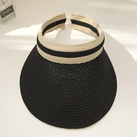Black Striped Contrast Design Visor Hat
