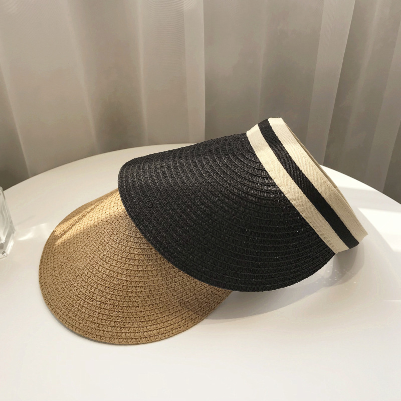 Black Striped Contrast Design Visor Hat