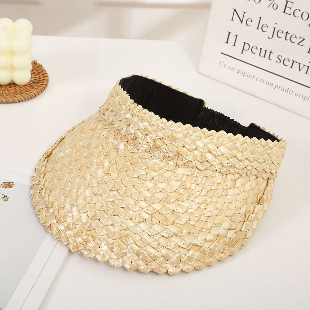 Light Camel Color Straw Detail Hat | picture 