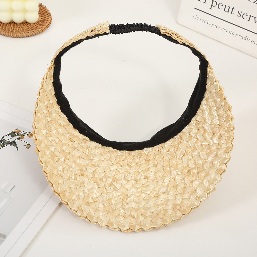 Light Camel Color Straw Detail Hat | picture 