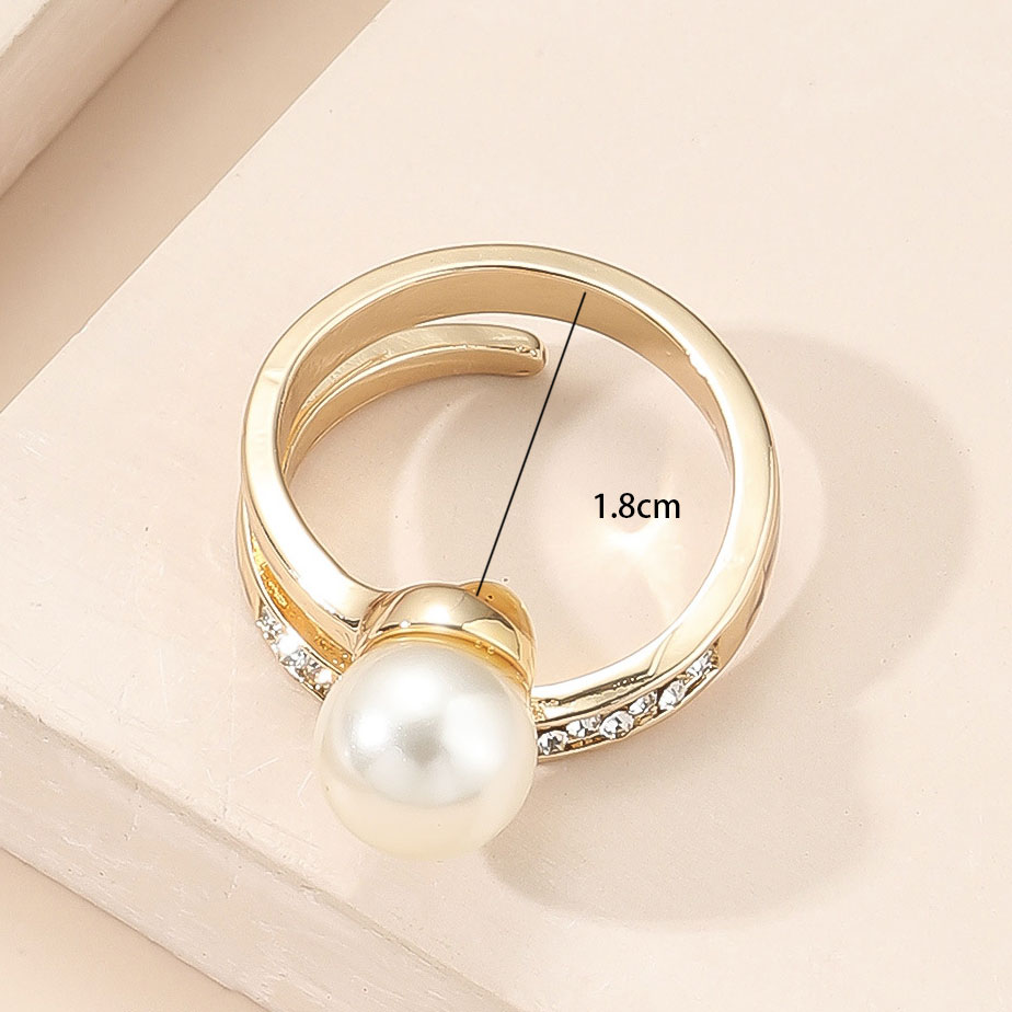 Geometric Gold Pearl Diamond Alloy Ring