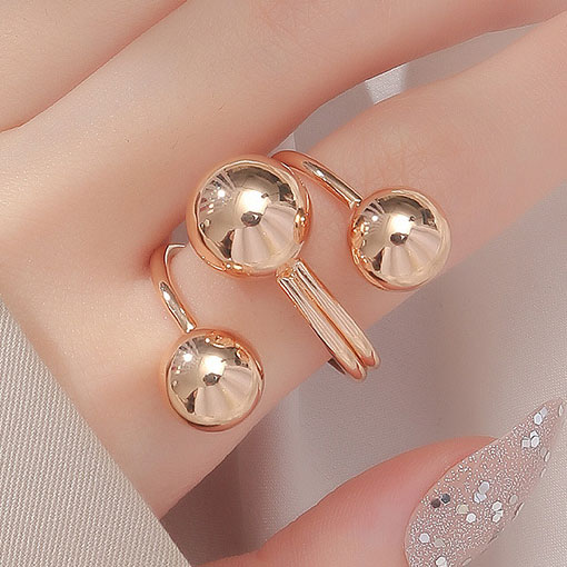 Gold Color Round Alloy Detail Ring | picture 
