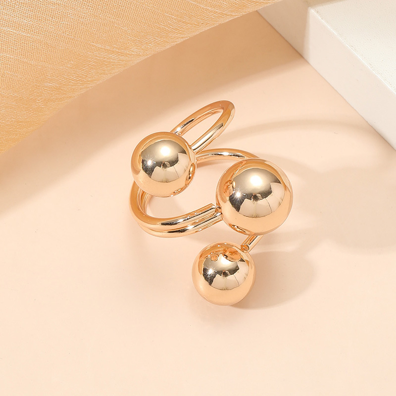 Gold Color Round Alloy Detail Ring | picture 
