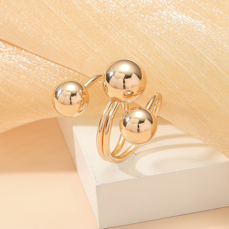 Gold Color Round Alloy Detail Ring | picture 