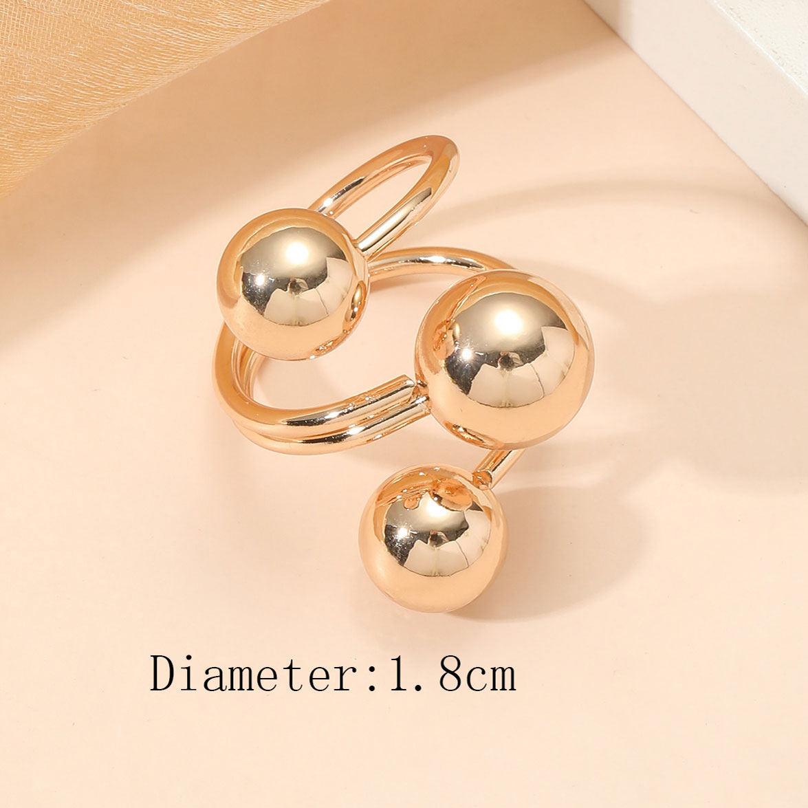 Gold Color Round Alloy Detail Ring | picture 