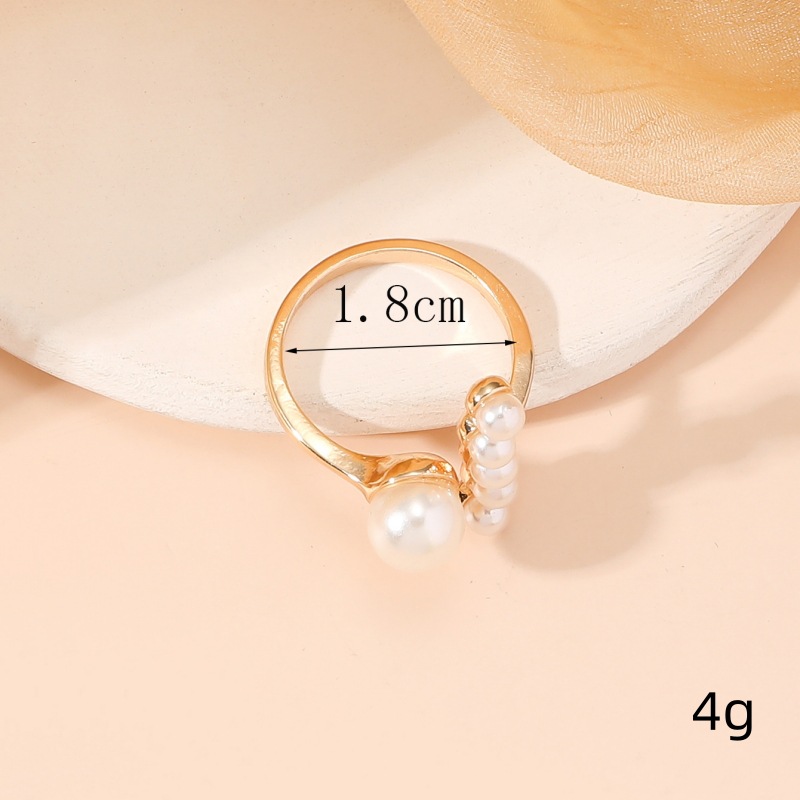 Gold Alloy Pearl Detail Open Ring