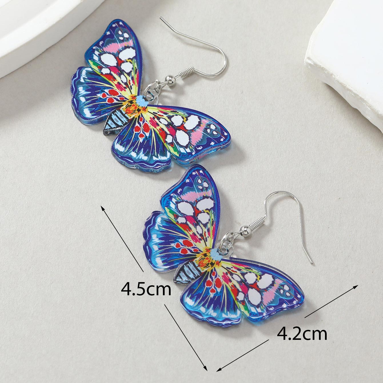 Multi Color Butterfly Design Plastic Earrings