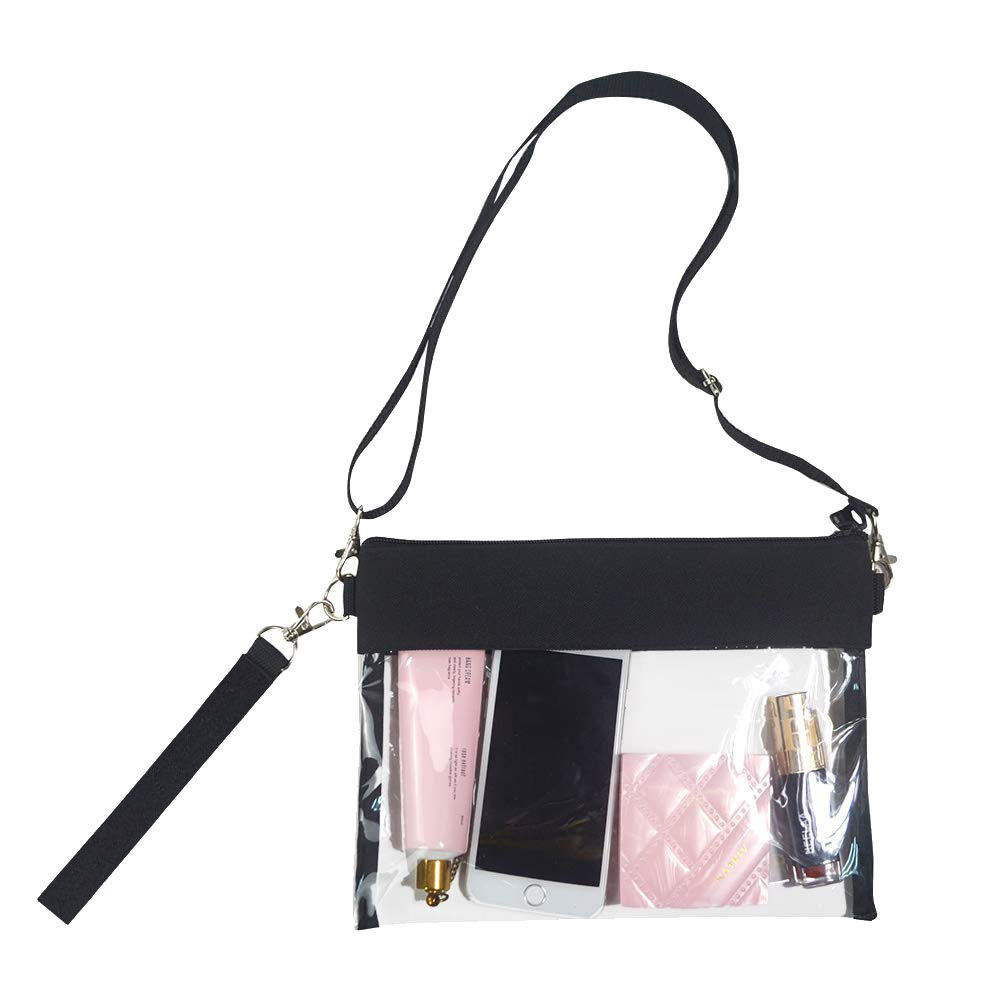Black Transparent PVC Zip Crossbody Bag
