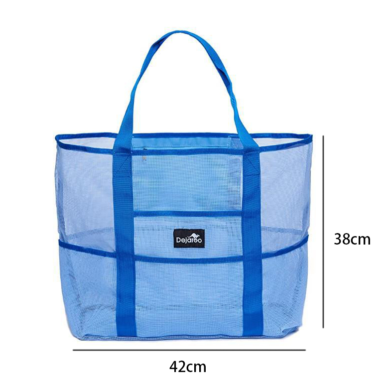 Blue Mesh Design Pocket Open Hand Bag