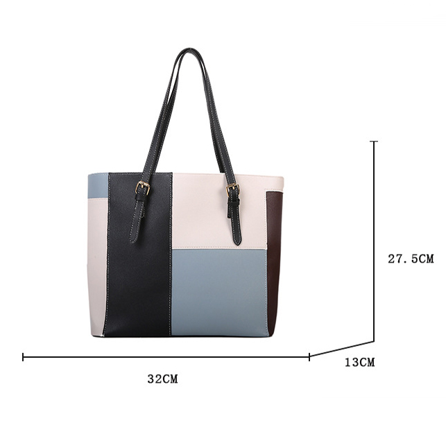 Dusty Blue Geometric Print Zip Shoulder Bag