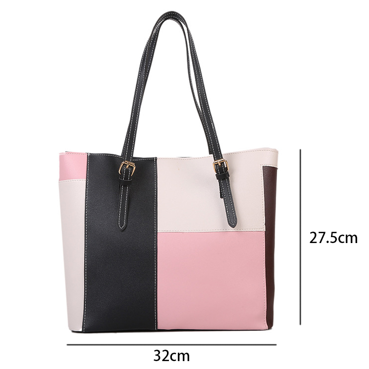 Pink Geometric Print Zip Shoulder Bag