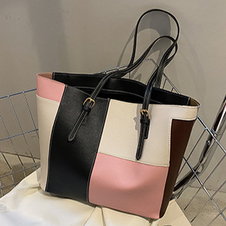 Pink Geometric Print Zip Shoulder Bag