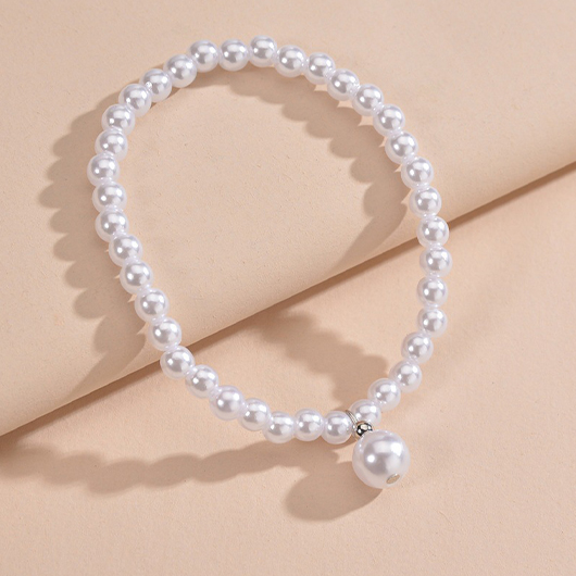 White Color Round Pearl Detail Anklet | picture 