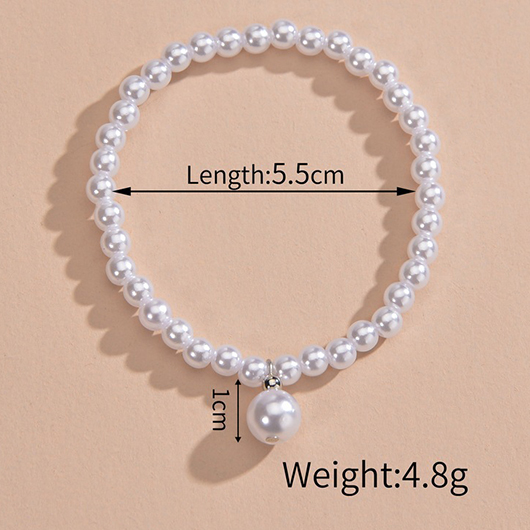 White Color Round Pearl Detail Anklet | picture 